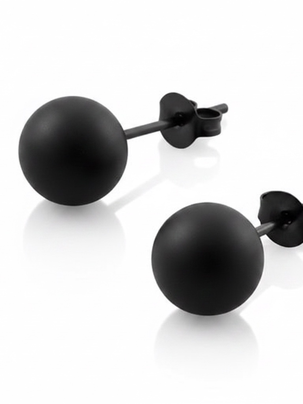 Surgical Stainless Steel Round Black Ball Stud Earrings Unisex‎ Adult